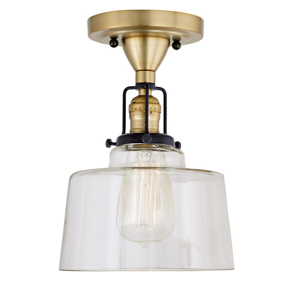 Jvi Designs 1222-10 S14 Nob Hill One Light Buffy Ceiling Mount In Satin Brass And Black
